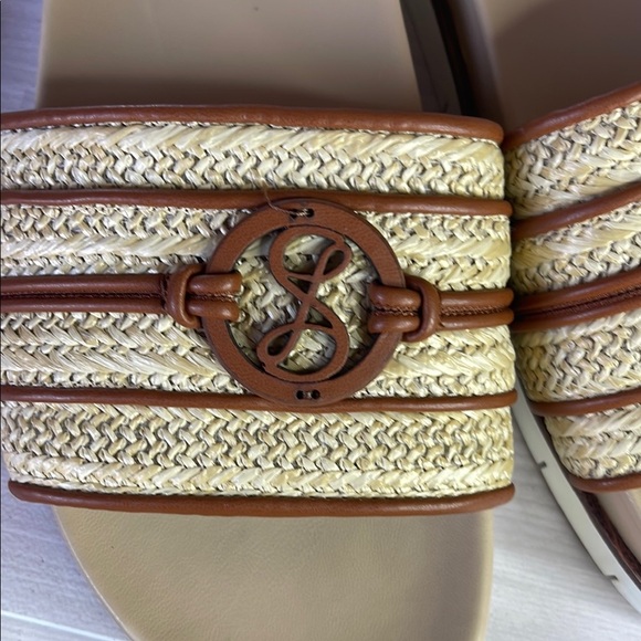 Sam & Libby Tan and Brown Slide Sandals with Woven Straps - Picture 4 of 8
